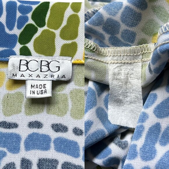 90s Y2K Vintage BCBG Lemon Mosaic Top Novelty Print Short Cap Sleeve Buttonup. - Picture 6 of 7